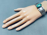 Rare Apache Vintage Navajo Carico Lake Turquoise Sterling Silver Bracelet-Nativo Arts