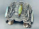 Dazzling Native American Navajo 3 Royston Turquoise 2 Sterling Silver Gekkos Huge Bracelet-Nativo Arts