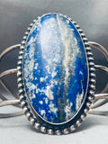 Towering Vintage Native American Navajo Denim Lapis Sterling Silver Bracelet Cuff-Nativo Arts