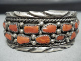 Impressive Vintage Native American Navajo Coral Sterling Silver Bracelet-Nativo Arts