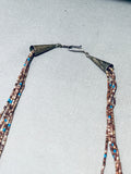 Super Long Top Fetish Vintage Native American Zuni Turquoise Sterling Silver Necklace-Nativo Arts