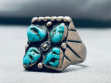 Tremendous Vintage Native American Navajo Morenci Turquoise Sterling Silver Ring-Nativo Arts