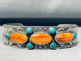 Gorgy!! Vintage Native American Navajo Turquoise Shel Sterling Silver Bracelet Cuff-Nativo Arts