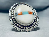 Native American Show-stopping Vintage Santo Domingo White Shell Sterling Silver Ring-Nativo Arts