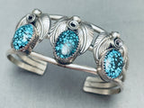 Very Are Blue Jay Turquoise! Vintage Native American Navajo Sterling Silver Bracelet-Nativo Arts