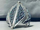 Yazzie Vertical Needle Turquoise Vintage Native American Navajo Sterling Silver Bracelet-Nativo Arts