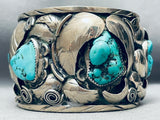Heavy 134 Grams Vintage Navajo Turquoise Sterling Silver Bracelet Cuff Old-Nativo Arts