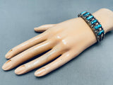 Important Vintage Native American Navajo Bisbee Turquoise Sterling Silver Bracelet Old-Nativo Arts