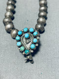 Native American Early Rare Vintage Zuni Turquoise Sterling Silver Choker Necklace Old-Nativo Arts