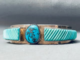 One Of Most Unique Ever Vintage Native American Navajo Turquoise Inlay Sterling Silver Bracelet-Nativo Arts