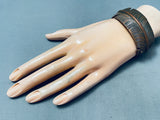 Important Vintage Ben Begaye Copper Hand Carved Feather Copper Bracelet-Nativo Arts