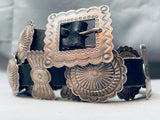 Rare Older Vintage Native American Navajo Sterling Silver Stamped Concho Belt-Nativo Arts