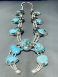 324 Grams!! Native American Navajo Turquoise Sterling Silver Squash Blossom Necklace-Nativo Arts
