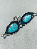 One Of The Biggest Crazy Vintage Native American Navajo Turquoise Sterling Silver Ring Old-Nativo Arts