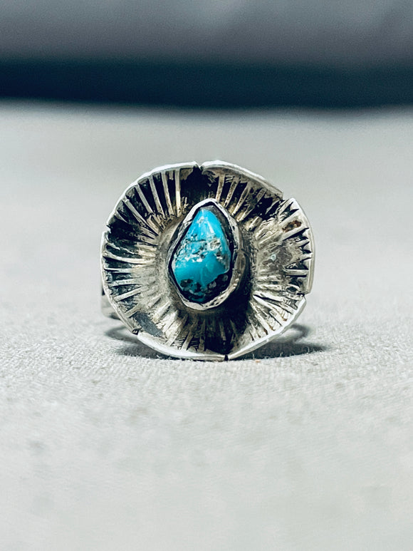 Marvelous Vintage Native American Navajo Morenci Turquoise Sterling Silver Ring-Nativo Arts