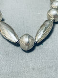 Incredible Vintage Native American Navajo Sterling Silver Handmade Melon Bead Necklace-Nativo Arts