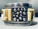 Most Unique Vintage White Stone Sterling Silver Bead Bracelet Cuff-Nativo Arts