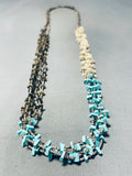 Native American Captivating Vintage Santo Domingo Turquoise Shell Squares 5 Strand Necklace-Nativo Arts