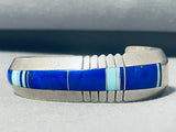 Dynamic Vintage Native American Navajo Lapis, Blue Gem Turquoise Sterling Silver Signed Bracelet-Nativo Arts