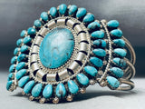 Incredible Vintage Native American Navajo Turquoise Teardrop Sterling Silver Bracelet-Nativo Arts