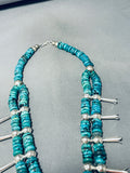 190+ Gram Native American Navajo Pilot Mountain Turquoise Sterling Silver Squashblossom Necklace-Nativo Arts