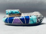 6 Inch Wrist Museum Quality Vintage Native American Navajo Sterling Silver Inlay Bracelet-Nativo Arts