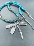 One Of The Most Beautiful Native American Zuni Turquoise Butterfly Sterling Silver Necklace-Nativo Arts