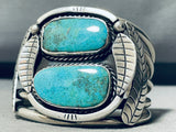 Hot Springs Water Pool Turquoise Vintage Native American Navajo Sterling Silver Bbracelet-Nativo Arts