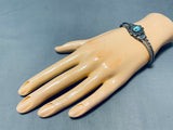 Detailed Vintage Native American Navajo Morenci Turquoise Sterling Silver Bracelet-Nativo Arts