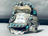 Gasp! Turquoise Saddle Native American Navajo Sterling Silver Bracelet Cuff-Nativo Arts