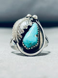 Gorgeous Vintage Native American Navajo Pilot Mountain Turquoise Sterling Silver Ring-Nativo Arts