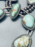 262 Grams Vintage Native American Navajo Turquoise Sterling Silver Squash Blossom Necklace-Nativo Arts