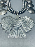 One Of The Best Native American Navajo Sterling Silver Coin Squash Blossom Necklace-Nativo Arts