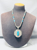 One Of The Finest Native American Navajo Turquoise Sterling Silver Coil Necklace-Nativo Arts