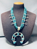 198 Grams Native American Navajo Turquoise Sterling Silver Squahs Blossom Necklace-Nativo Arts