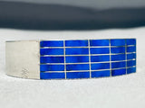 One Of The Best Vintage Native American Zuni Lapis Inlay Sterling Silver Bracelet-Nativo Arts