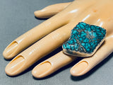 One Of The Craziest Vintage Native American Navajo Spiderweb Turquoise Sterling Silver Ring-Nativo Arts