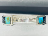Native American 6.5 Inch Wrist Vintage Navajo Kachina Turquoise Inlay Sterling Silver Bracelet-Nativo Arts