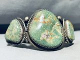 Best Vintage Native American Navajo Jay Livingston Green Turquoise Sterling Silver Bracelet-Nativo Arts