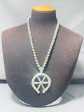 Marvelous Native American Navajo Handcarved Sterling Silver Massive Naja Necklace-Nativo Arts