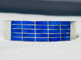 One Of The Best Vintage Native American Zuni Lapis Inlay Sterling Silver Bracelet-Nativo Arts