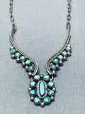Bertha Bowanna Vintage Zuni Turquoise Sterling Silver Necklace-Nativo Arts