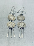 One Of A Kind Vintage Native American Navajo Sterling Silver Mercury Dimes Earrings-Nativo Arts