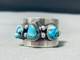 Interesting Vintage Native American Navajo Kingman Turquoise Sterling Silver Ring-Nativo Arts