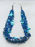 Turquoise Bear Vintage Navajo Lapis Heishi Sterling Silver Necklace-Nativo Arts