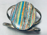 Native American Best Vintage Santo Domingo Rainbow Calsilica Jasper Sterling Silver Bracelet-Nativo Arts