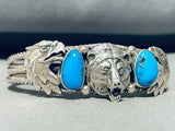 Animal Kingdom Vintage Native American Navajo Turquoise Sterling Silver Bracelet-Nativo Arts