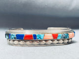 6 Inch Wrist Vintage Native American Navajo Turquoise Inlay Sterling Silver Bracelet-Nativo Arts