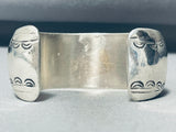 6.5 Inch Wrist Vintage Native American Navajo Turquoise Inlay Sterling Silver Bracelet Cuff-Nativo Arts