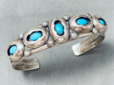 Kathleen Chavez Vintage Native American Navajo Domed Turquoise Sterling Silver Bracelet-Nativo Arts